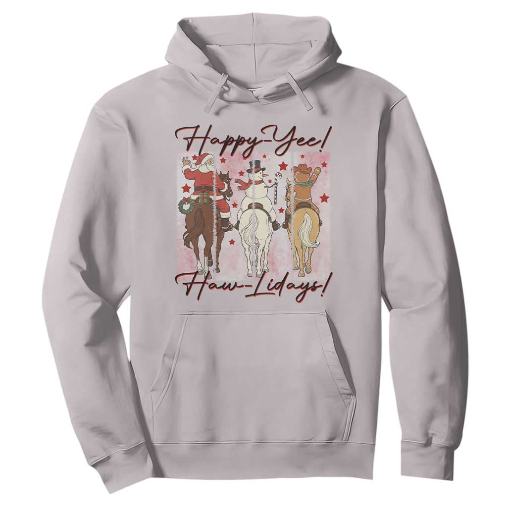 Western Christmas Horse Rider Hoodie Happy Yee Haw Lidays TS12 Ice Gray Print Your Wear