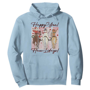 Western Christmas Horse Rider Hoodie Happy Yee Haw Lidays TS12 Light Blue Print Your Wear