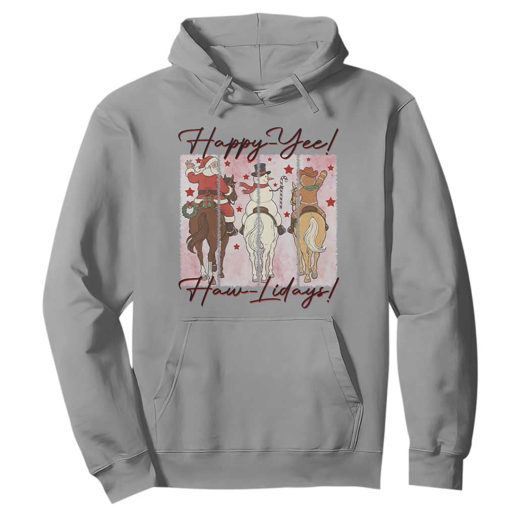 Western Christmas Horse Rider Hoodie Happy Yee Haw Lidays TS12 Sport Gray Print Your Wear