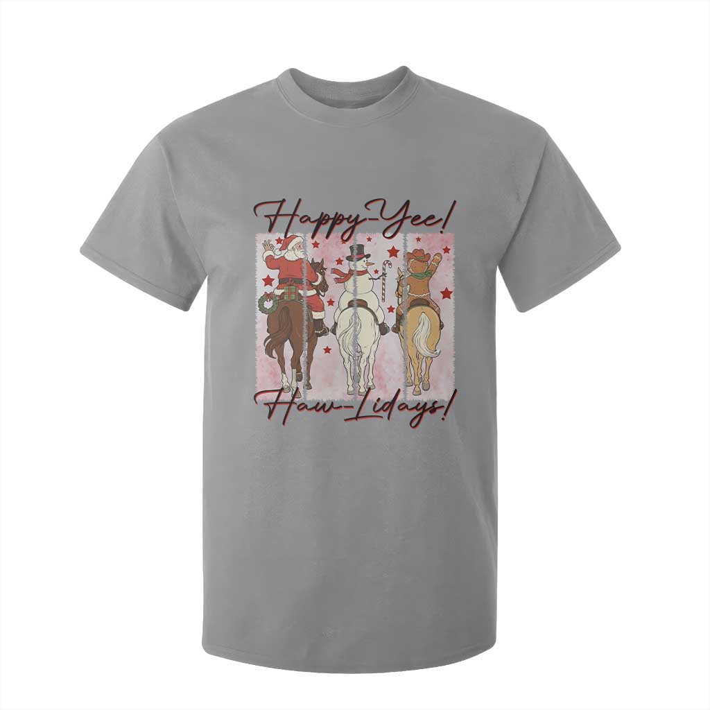 Western Christmas Horse Rider T Shirt For Kid Happy Yee Haw Lidays TS12 Sport Gray Print Your Wear