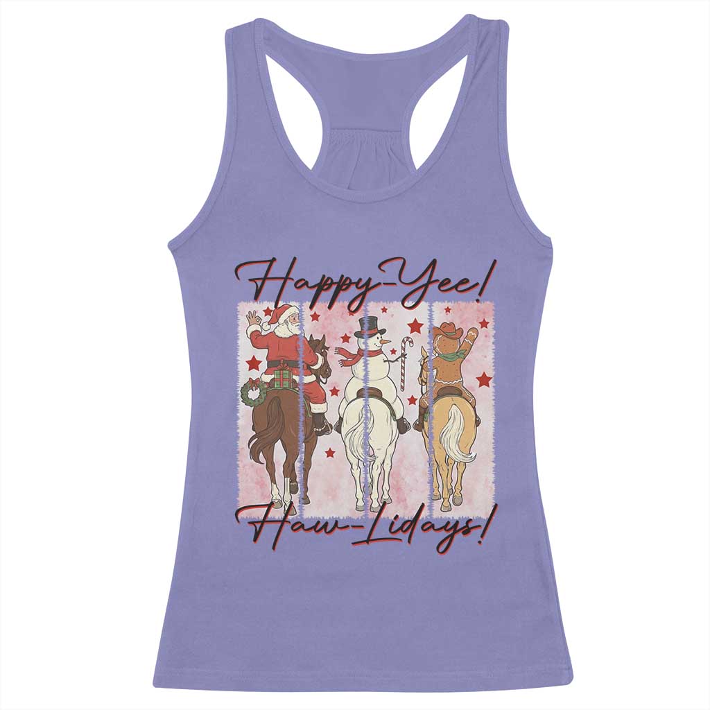 Western Christmas Horse Rider Racerback Tank Top Happy Yee Haw Lidays TS12 Violet Print Your Wear