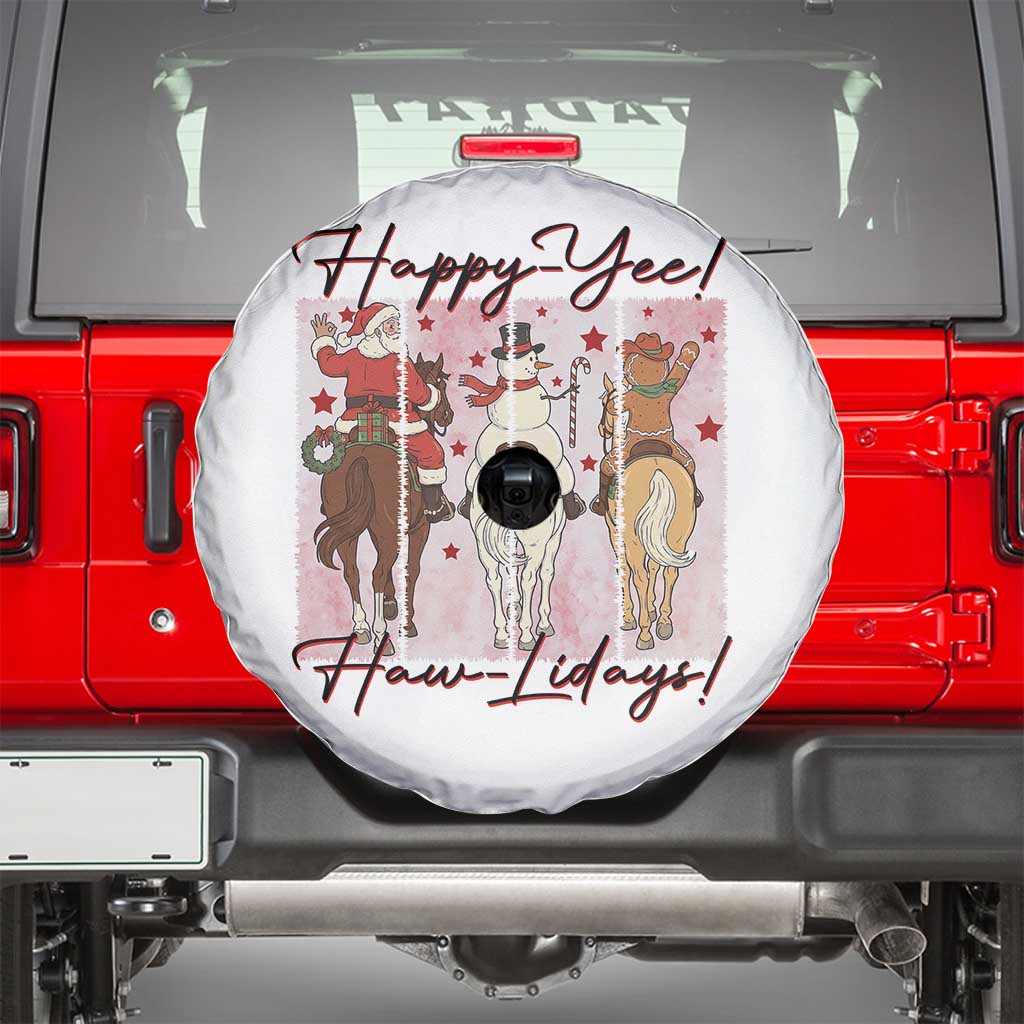 Western Christmas Horse Rider Spare Tire Cover Happy Yee Haw Lidays TS12 White Print Your Wear