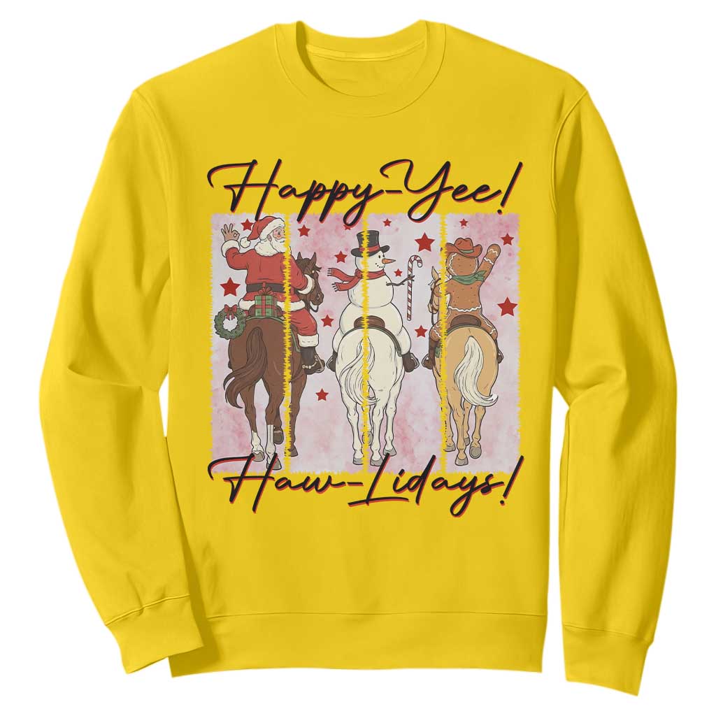 Western Christmas Horse Rider Sweatshirt Happy Yee Haw Lidays TS12 Daisy Print Your Wear