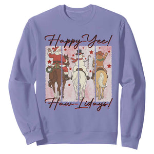 Western Christmas Horse Rider Sweatshirt Happy Yee Haw Lidays TS12 Violet Print Your Wear