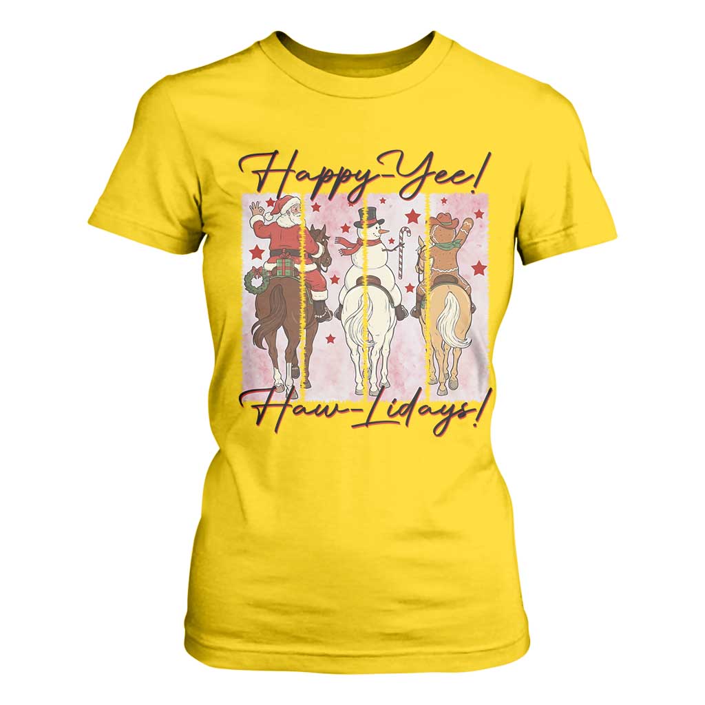Western Christmas Horse Rider T Shirt For Women Happy Yee Haw Lidays TS12 Daisy Print Your Wear