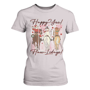 Western Christmas Horse Rider T Shirt For Women Happy Yee Haw Lidays TS12 Ice Gray Print Your Wear