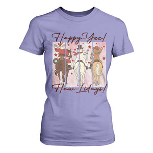 Western Christmas Horse Rider T Shirt For Women Happy Yee Haw Lidays TS12 Violet Print Your Wear