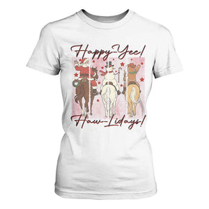 Western Christmas Horse Rider T Shirt For Women Happy Yee Haw Lidays TS12 White Print Your Wear