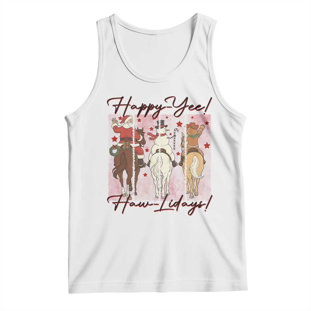 Western Christmas Horse Rider Tank Top Happy Yee Haw Lidays TS12 White Print Your Wear