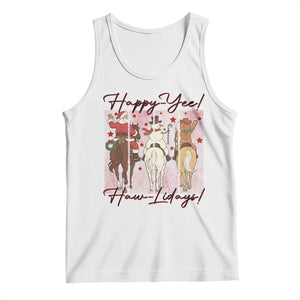 Western Christmas Horse Rider Tank Top Happy Yee Haw Lidays TS12 White Print Your Wear
