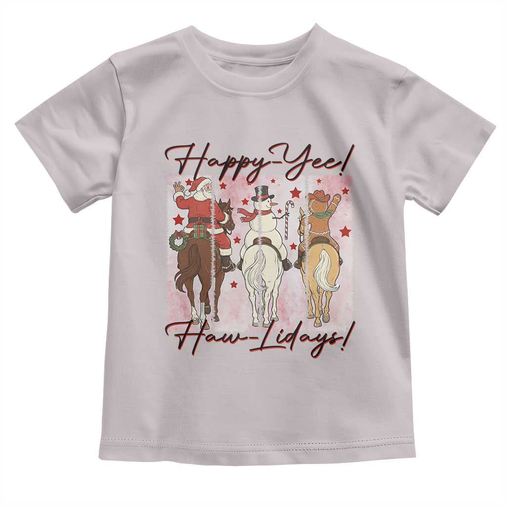 Western Christmas Horse Rider Toddler T Shirt Happy Yee Haw Lidays TS12 Ice Gray Print Your Wear