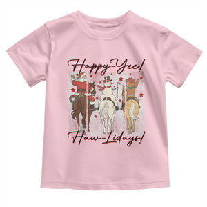 Western Christmas Horse Rider Toddler T Shirt Happy Yee Haw Lidays TS12 Light Pink Print Your Wear