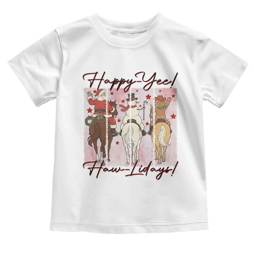 Western Christmas Horse Rider Toddler T Shirt Happy Yee Haw Lidays TS12 White Print Your Wear