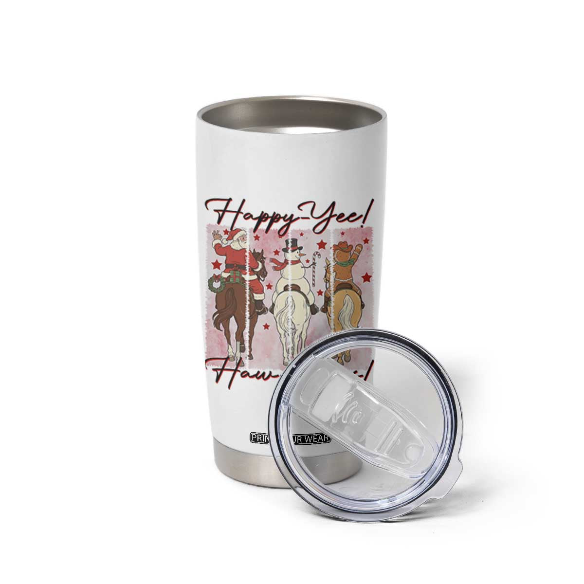 Western Christmas Horse Rider Tumbler Cup Happy Yee Haw Lidays TS12 Print Your Wear