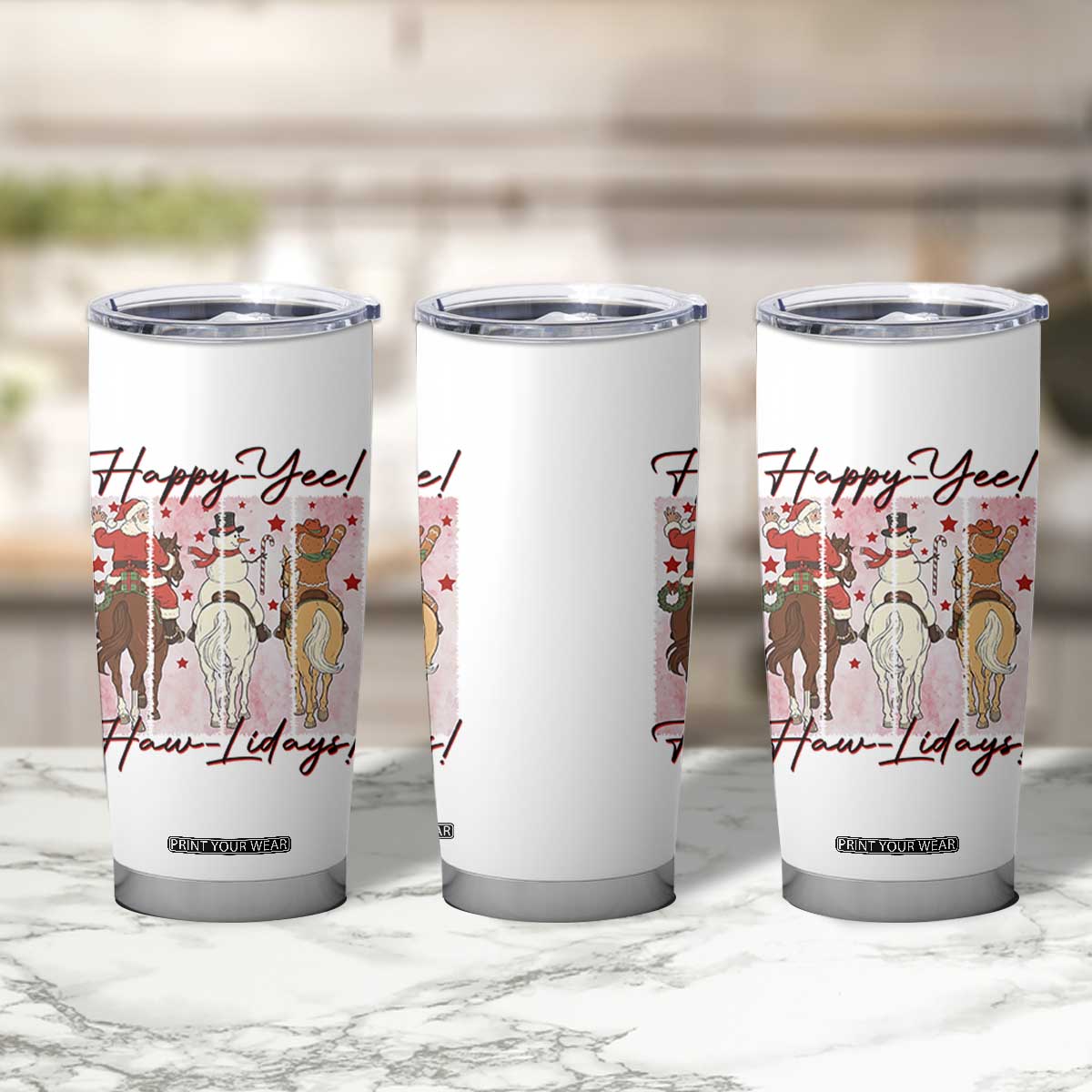 Western Christmas Horse Rider Tumbler Cup Happy Yee Haw Lidays TS12 Print Your Wear