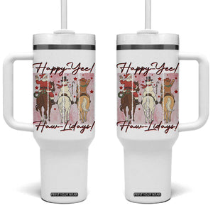 Western Christmas Horse Rider Tumbler With Handle Happy Yee Haw Lidays TS12 One Size: 40 oz White Print Your Wear