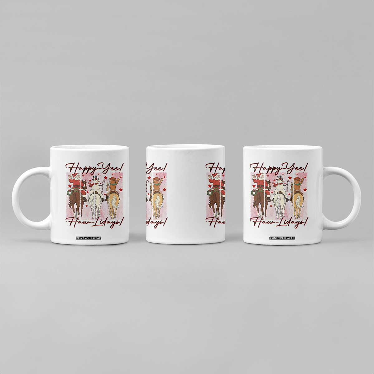 Western Christmas Horse Rider Coffee Mug Happy Yee Haw Lidays TS12 Print Your Wear