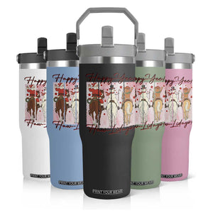 Western Christmas Horse Rider Flip Straw Tumbler Happy Yee Haw Lidays TS12 Print Your Wear