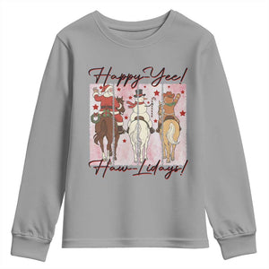 Western Christmas Horse Rider Youth Sweatshirt Happy Yee Haw Lidays TS12 Sport Gray Print Your Wear