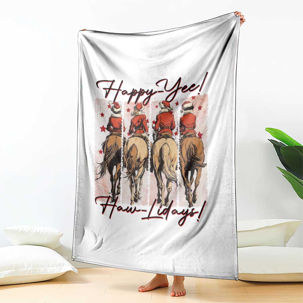 Happy Yee Haw Lidays Throw Blanket Western Christmas Horse Rider Cowgirl Gift TS12 Print Your Wear