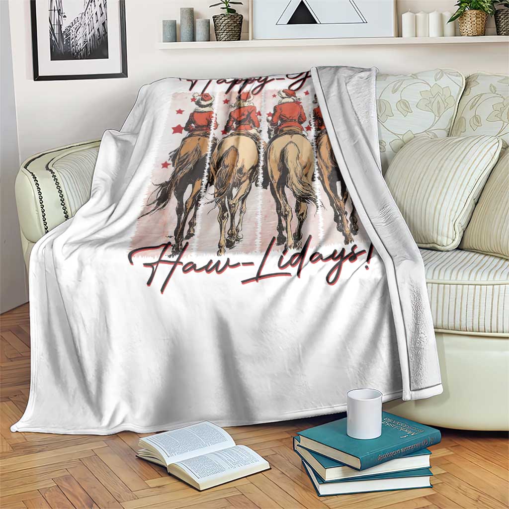 Happy Yee Haw Lidays Throw Blanket Western Christmas Horse Rider Cowgirl Gift TS12 Print Your Wear