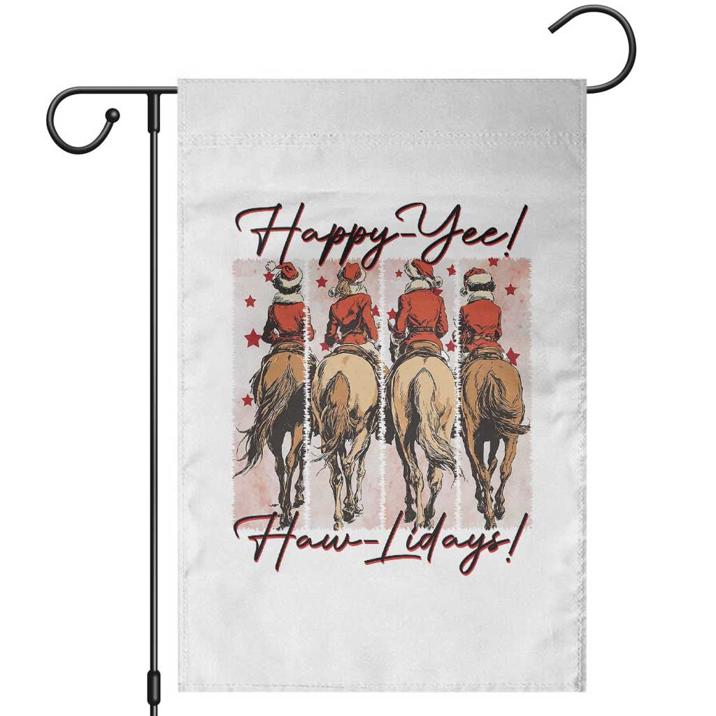 Happy Yee Haw Lidays Garden Flag Western Christmas Horse Rider Cowgirl Gift TS12 White Print Your Wear