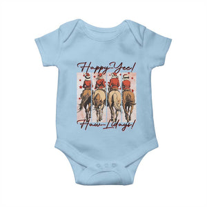 Happy Yee Haw Lidays Baby Onesie Western Christmas Horse Rider Cowgirl Gift TS12 Light Blue Print Your Wear