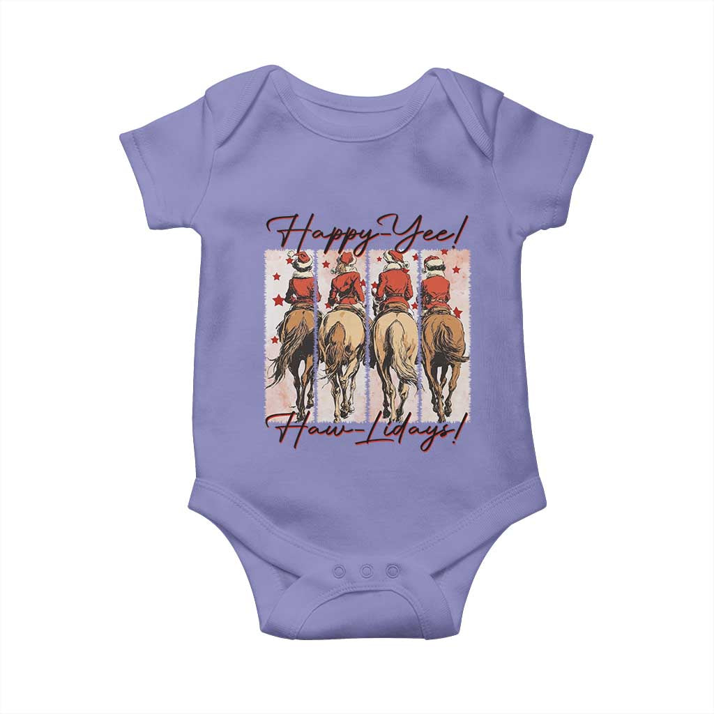 Happy Yee Haw Lidays Baby Onesie Western Christmas Horse Rider Cowgirl Gift TS12 Violet Print Your Wear