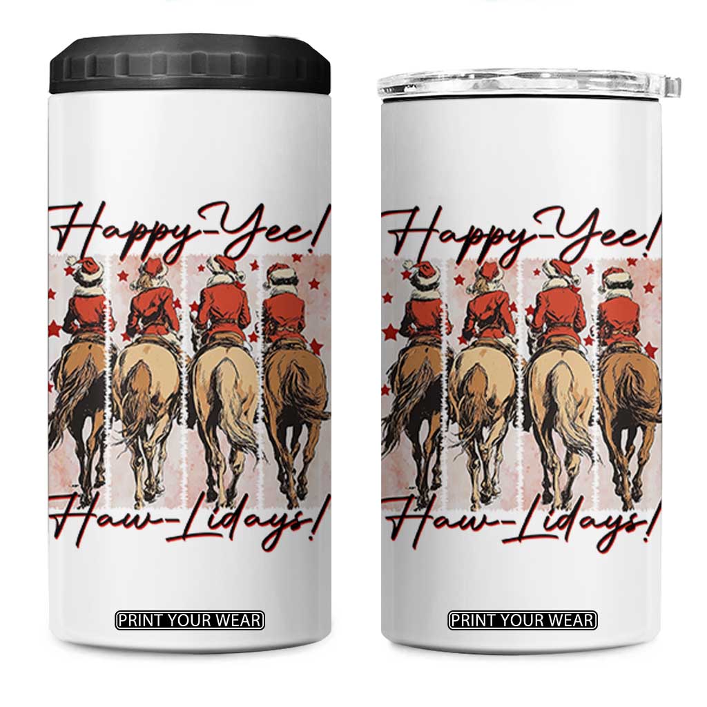 Happy Yee Haw Lidays 4 in 1 Can Cooler Tumbler Western Christmas Horse Rider Cowgirl Gift TS12 One Size: 16 oz White Print Your Wear