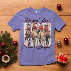 Happy Yee Haw Lidays T Shirt Western Christmas Horse Rider Cowgirl Gift TS12 Violet Print Your Wear