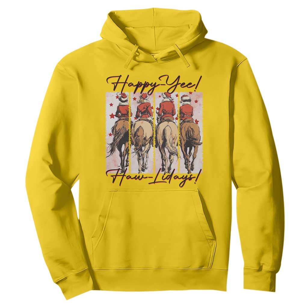 Happy Yee Haw Lidays Hoodie Western Christmas Horse Rider Cowgirl Gift TS12 Daisy Print Your Wear