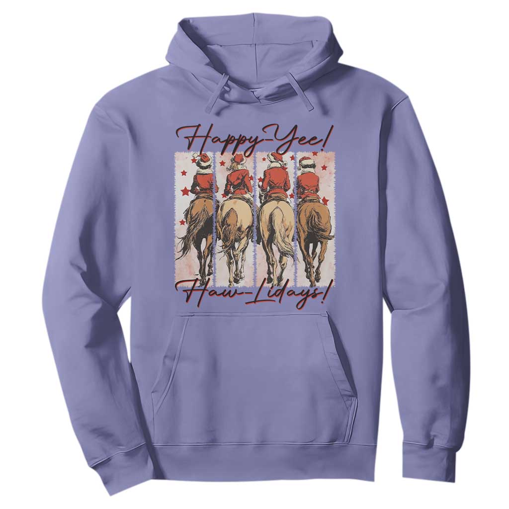 Happy Yee Haw Lidays Hoodie Western Christmas Horse Rider Cowgirl Gift TS12 Violet Print Your Wear