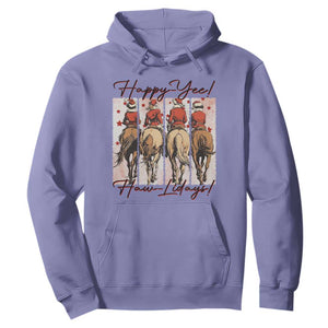 Happy Yee Haw Lidays Hoodie Western Christmas Horse Rider Cowgirl Gift TS12 Violet Print Your Wear