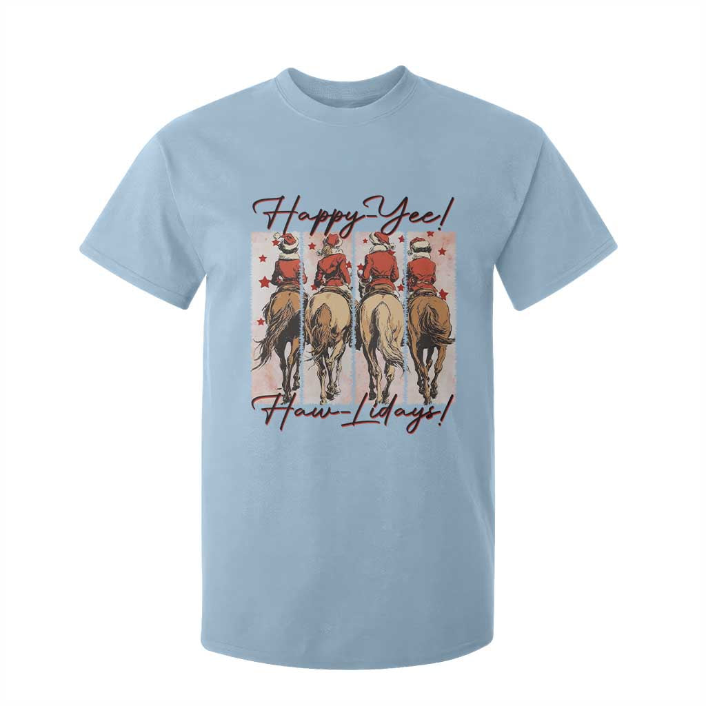 Happy Yee Haw Lidays T Shirt For Kid Western Christmas Horse Rider Cowgirl Gift TS12 Light Blue Print Your Wear