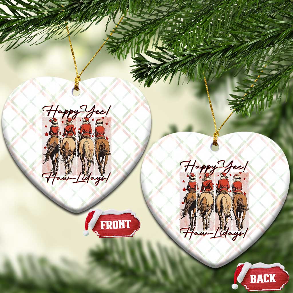 Happy Yee Haw Lidays Ceramic Ornament Western Christmas Horse Rider Cowgirl Gift TS12 Print Your Wear