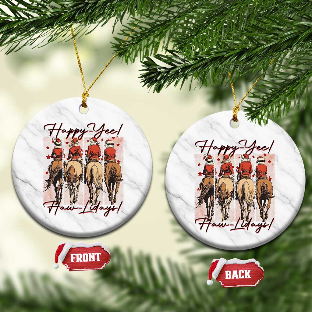 Happy Yee Haw Lidays Ceramic Ornament Western Christmas Horse Rider Cowgirl Gift TS12 1pc White Marble Print Your Wear