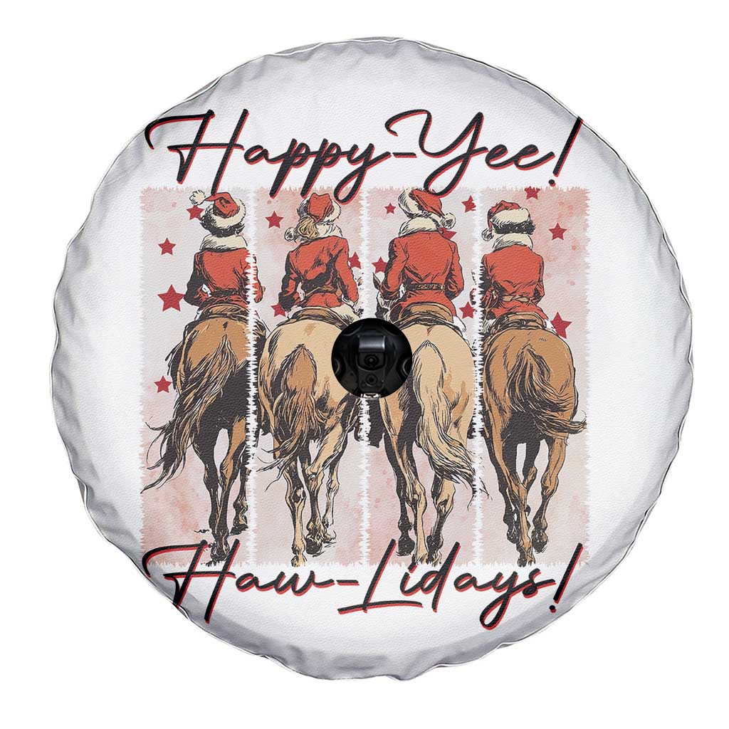 Happy Yee Haw Lidays Spare Tire Cover Western Christmas Horse Rider Cowgirl Gift TS12 Print Your Wear