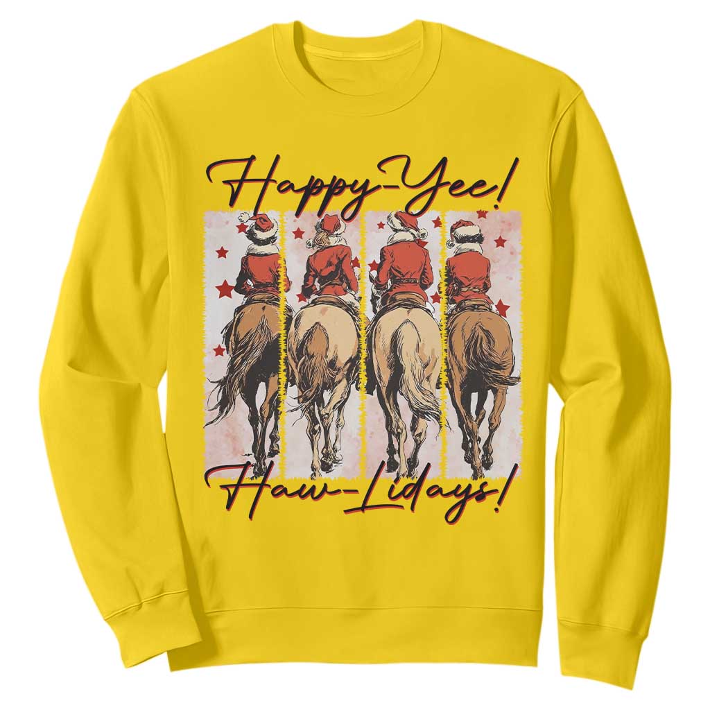 Happy Yee Haw Lidays Sweatshirt Western Christmas Horse Rider Cowgirl Gift TS12 Daisy Print Your Wear