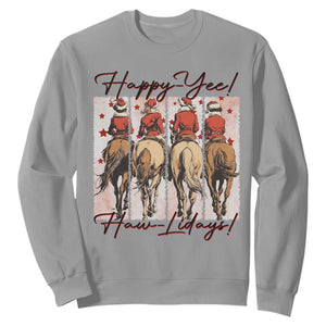 Happy Yee Haw Lidays Sweatshirt Western Christmas Horse Rider Cowgirl Gift TS12 Sport Gray Print Your Wear