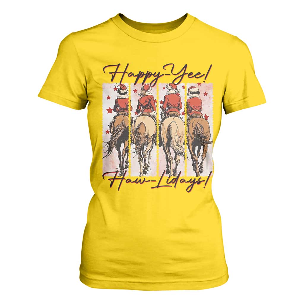 Happy Yee Haw Lidays T Shirt For Women Western Christmas Horse Rider Cowgirl Gift TS12 Daisy Print Your Wear