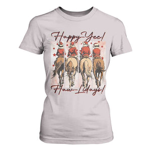 Happy Yee Haw Lidays T Shirt For Women Western Christmas Horse Rider Cowgirl Gift TS12 Ice Gray Print Your Wear