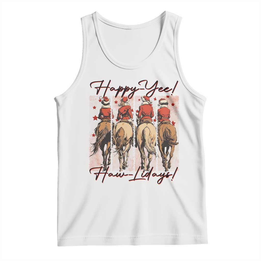 Happy Yee Haw Lidays Tank Top Western Christmas Horse Rider Cowgirl Gift TS12 White Print Your Wear