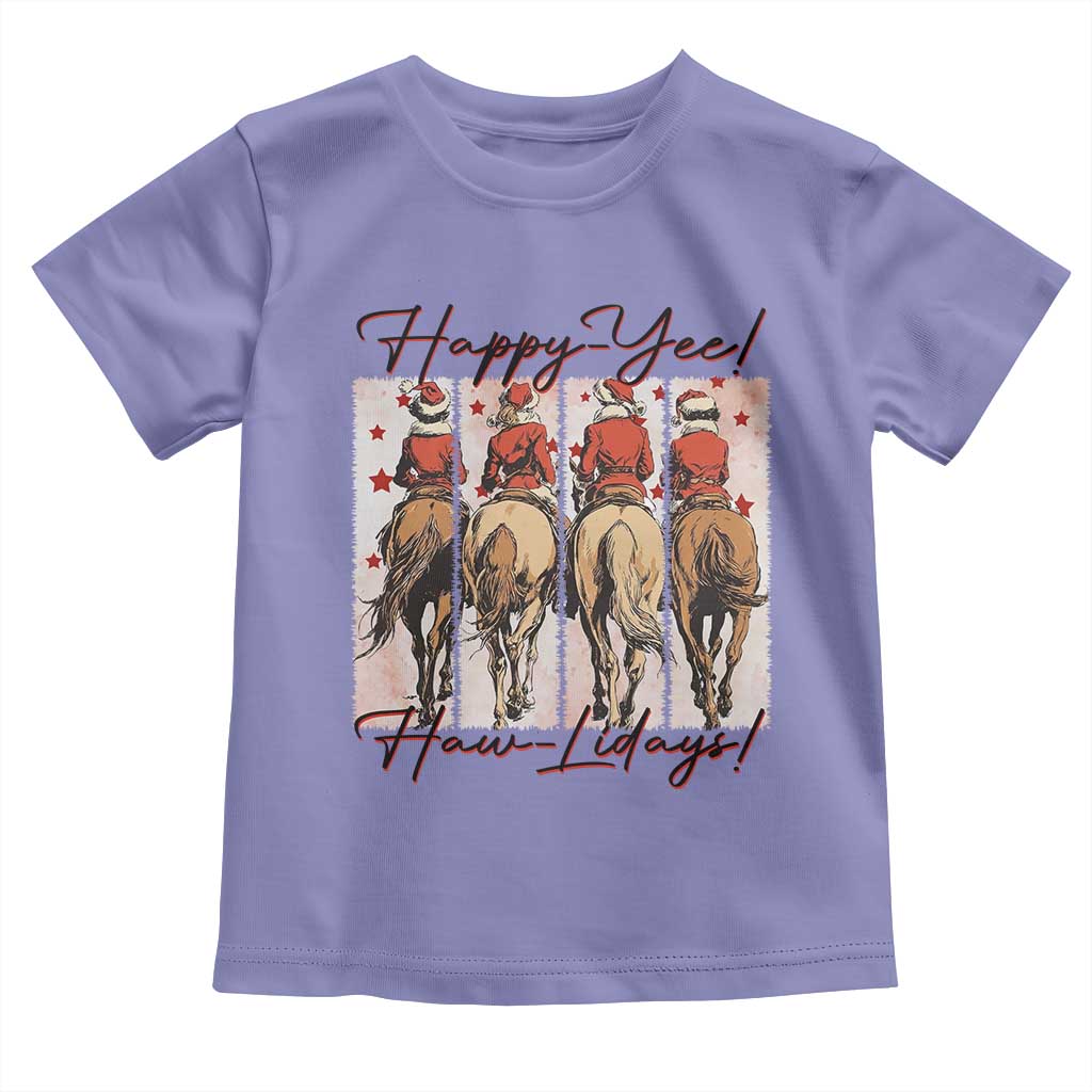 Happy Yee Haw Lidays Toddler T Shirt Western Christmas Horse Rider Cowgirl Gift TS12 Violet Print Your Wear