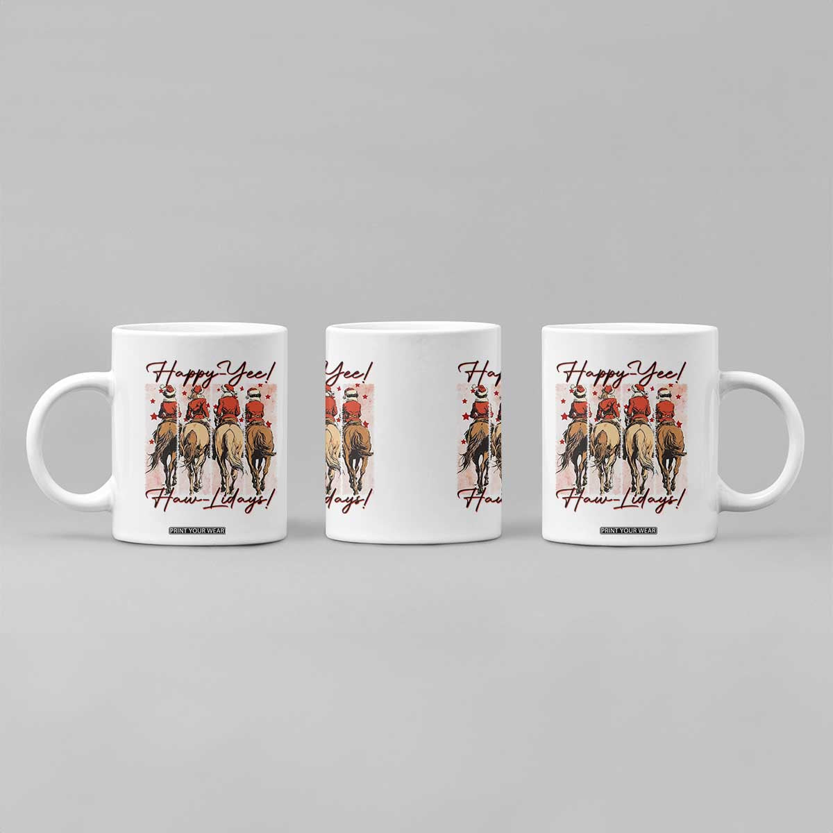 Happy Yee Haw Lidays Coffee Mug Western Christmas Horse Rider Cowgirl Gift TS12 Print Your Wear