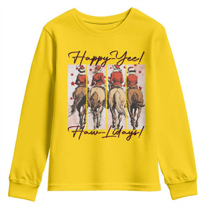 Happy Yee Haw Lidays Youth Sweatshirt Western Christmas Horse Rider Cowgirl Gift TS12 Daisy Print Your Wear