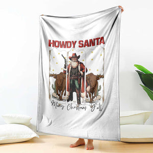 Howdy Santa Merry Christmas Y'all Throw Blanket Funny Western Bull Riding TS12 Print Your Wear