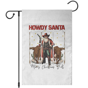 Howdy Santa Merry Christmas Y'all Garden Flag Funny Western Bull Riding TS12 White Print Your Wear