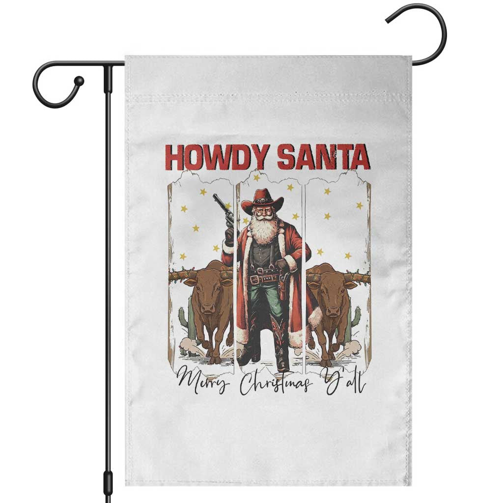 Howdy Santa Merry Christmas Y'all Garden Flag Funny Western Bull Riding TS12 White Print Your Wear