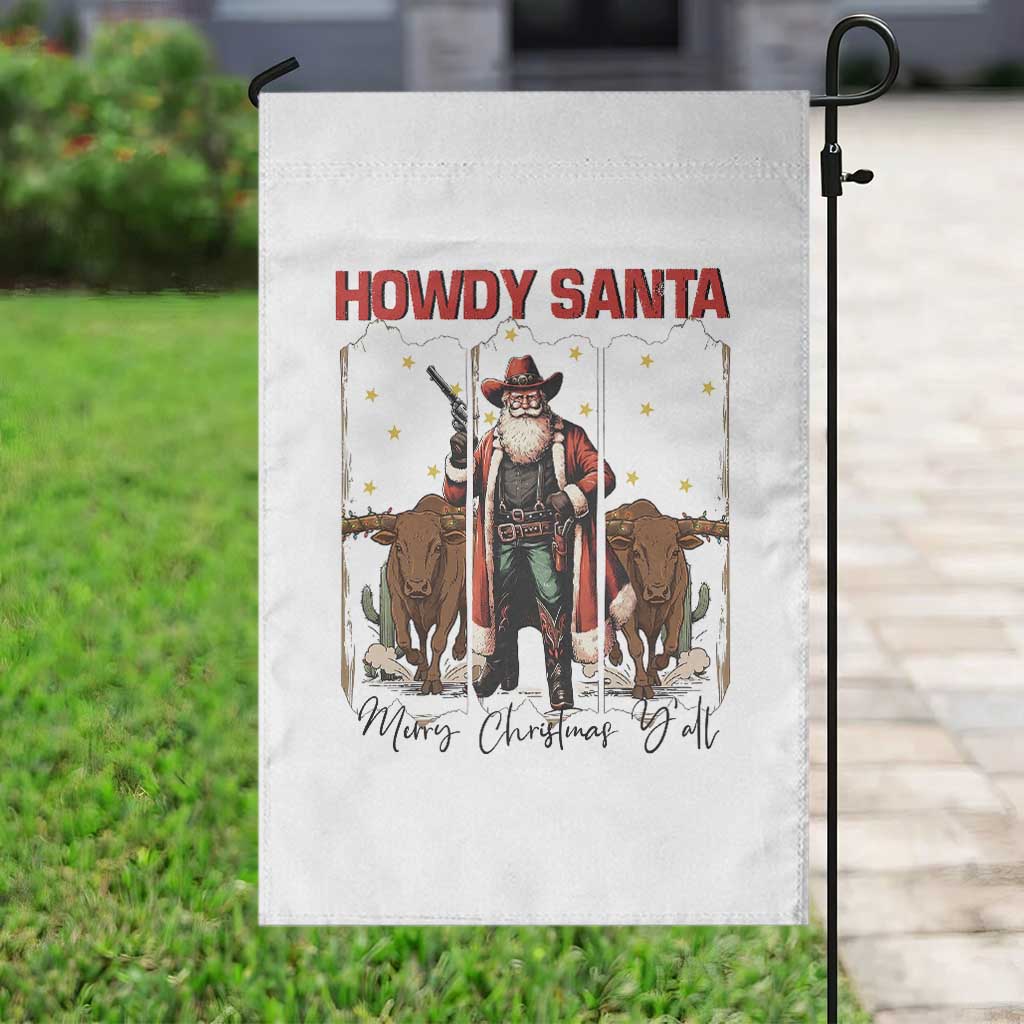 Howdy Santa Merry Christmas Y'all Garden Flag Funny Western Bull Riding TS12 Print Your Wear