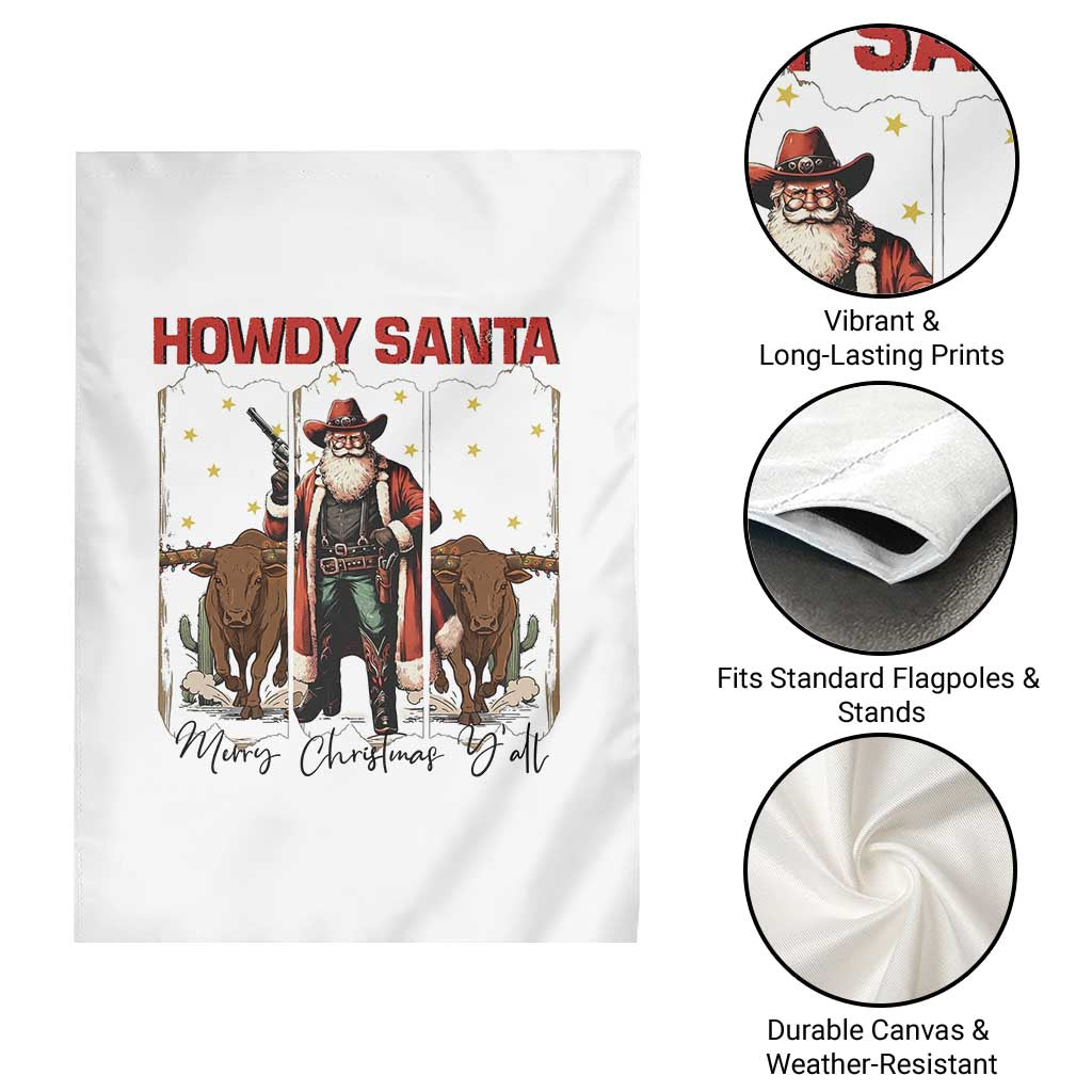 Howdy Santa Merry Christmas Y'all Garden Flag Funny Western Bull Riding TS12 Print Your Wear
